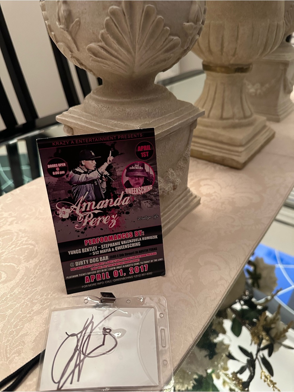 Amanda Perez Event Flyer and Autograph